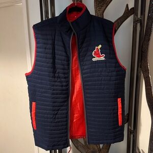 XL Navy Quilted STL cardinals Vest with Red Accents